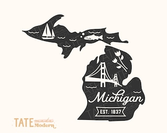Vintage Michigan SVG cut file - Michigan home svg, Michigan state svg, Mackinac bridge svg - Commercial Use, Digital File