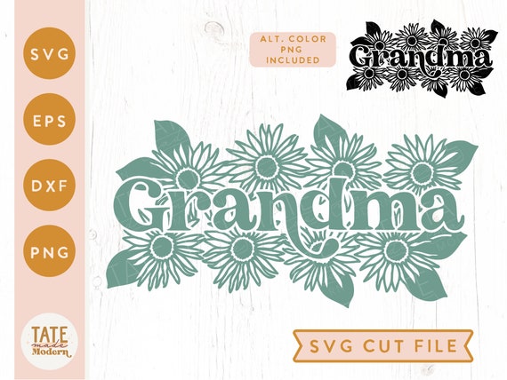 Grandma boho sunflower SVG cut file - Retro floral outline grandma svg, sunflower svg, Mother's Day shirt png - Commercial Use, Digital File