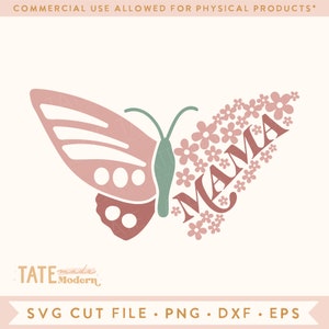 Mama butterfly SVG cut file - Boho Mama svg for t-shirt, Retro Vintage mama svg, Mother&#39;s Day shirt svg - Commercial Use, Digital File