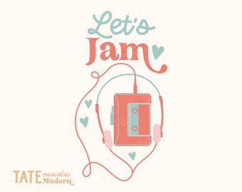 Let's Jam SVG cut file - Fun cassette player svg, Retro summer tunes svg, 80s kid 90s kid walkman shirt svg - Commercial Use, Digital File