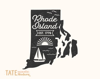 Vintage Rhode Island SVG cut file - Rhode Island home svg, New England states svg, Rhode Island coastline svg - Commercial Use, Digital File