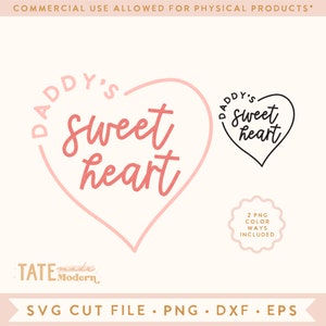 Fichier coupé SVG coeur doux de papa - coeur de Saint-Valentin minimal svg, fille à papa svg, garçon à papa svg - Utilisation commerciale, fichier numérique