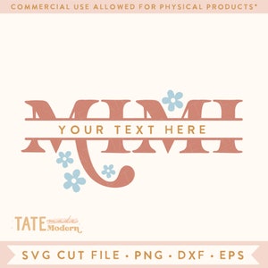 Fichier de coupe MIMI monogramme rétro SVG - Boho personnalisé Mimi svg, svg grand-mère pour t-shirt, fête des mères svg - usage commercial, fichier numérique