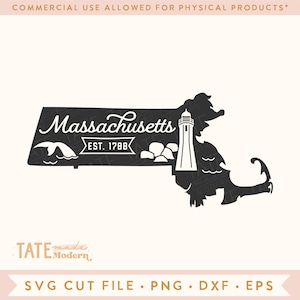 Vintage Massachusetts SVG cut file - Massachusetts home svg, New England states svg, Northeast coastline svg - Commercial Use, Digital File