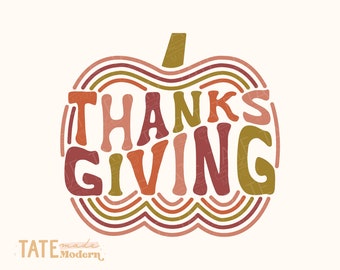 Thanksgiving retro SVG cut file - retro thanksgiving shirt svg, retro thankful svg, retro fall svg - Commercial Use, Digital File
