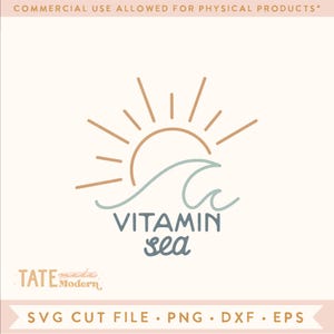 Vitamin Meer SVG Schnittdatei - Sonne und Welle Sommer svg, Sommer Strand png, Retro Strand svg, Ozean png - Kommerzielle Nutzung, digitale Datei