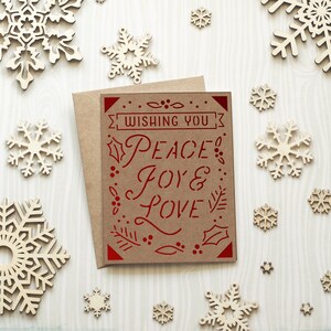 Cricut Joy Christmas SVG insertar tarjeta Deseándole paz, alegría y amor, plantilla de tarjeta Holiday Svg, tarjeta floral svg - Uso PERSONAL, Archivo digital