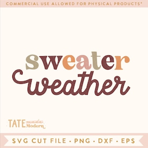Sweater Weather retro SVG cut file - Retro fall svg, women&#39;s fall shirt svg, Fall leaves svg, fall mama PNG - Commercial Use, Digital File