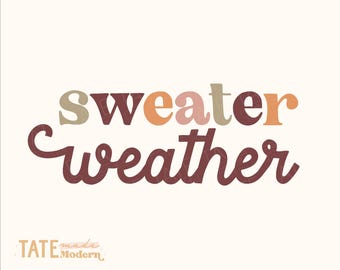 セーター天気レトロSVGカットファイル - レトロな秋SVG、女性の秋シャツSVG、秋の葉SVG、秋のママPNG - 商用利用、デジタルファイル