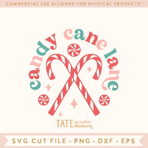 Candy cane lane Retro SVG cut file, Peppermint season shirt svg, cute candy cane svg, retro peppermint png - Utilisation commerciale, Fichier numérique
