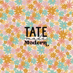 Ditsy retro floral Seamless Pattern File - boho retro spring seamless pattern, gold, pink, blue, purple daisy fabric pattern