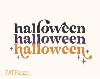 Halloween stacked boho SVG cut file - Retro halloween svg, boho halloween shirt svg, boho spooky svg - Commercial Use, Digital File