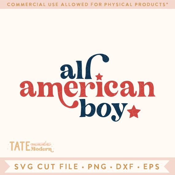 All American boy SVG cut file - retro 4th of July shirt svg, all American png, American boy png - Commercial Use, Digital File