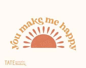 You make me happy SVG cut file - you are my sunshine svg, Retro summer kid svg, sunshine baby png, be kind svg- Commercial Use, Digital File