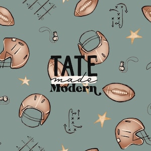 Football Seamless Pattern File - watercolor green football season seamless pattern, vintage football kids fabric pattern