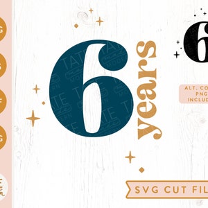 6 jaar SVG bestand knippen - retro zesde verjaardag shirt svg, retro 6e verjaardag svg, 6 jaar oude png - commercieel gebruik, digitaal bestand