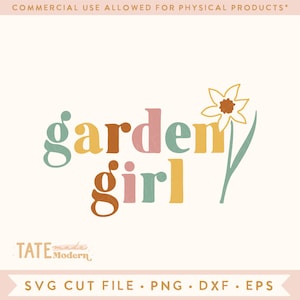 Jardin fille SVG coupe - printemps rétro fille svg, svg jonquille, svg de dame de jardin, png de jardinage - usage commercial, fichier numérique