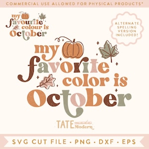 Meine Lieblingsfarbe ist Oktober SVG geschnittene Datei - Retro Herbst png, rosa Oktober png, Kürbis Patch svg, fall mama - kommerzielle Nutzung, digitale Datei