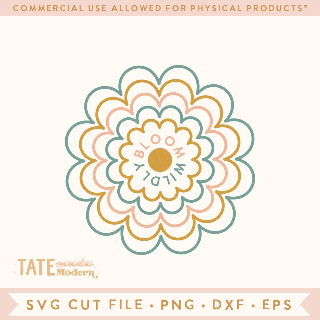 Bloom Wildly SVG Cut File - Retro Boho Spring Svg, Positive Affirmation ...