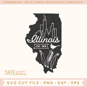 Vintage Illinois SVG geschnittene Datei - Illinois Haus svg, Illinois Zustand Symbole svg, Midwest svg, Illinois Karte svg - Kommerzielle Nutzung, digitale Datei