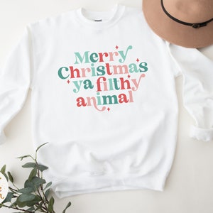 Merry Christmas ya filthy animal Retro SVG cut file, funny christmas shirt svg, funny Christmas quote png - Commercial Use, Digital File image 2