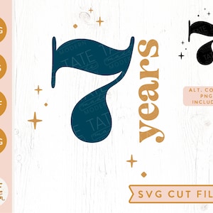 7 years SVG cut file - retro seventh birthday shirt svg, retro 7th birthday svg, 7 year old png - Commercial Use, Digital File