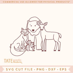 Fichier de coupe SVG animaux des bois - renard, ours, cerf, écureuil svg, svg animaux de la forêt, illustration de la forêt png - usage commercial, fichier numérique