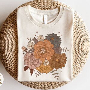 Retro Fall floral bouquet PNG for sublimation - blush pink rust Retro fall, fall mama png, floral thanksgiving- Commercial Use, Digital File image 3