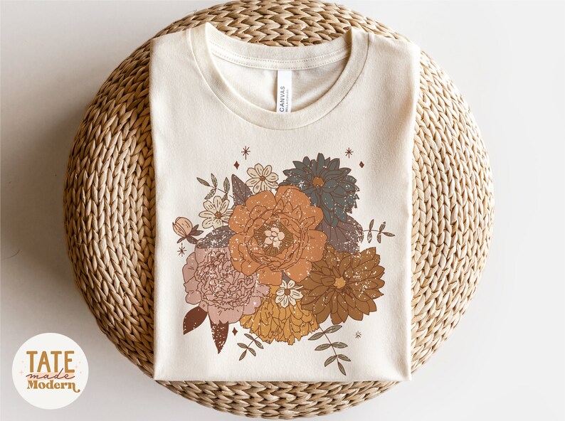 Retro Fall floral bouquet PNG for sublimation - blush pink rust Retro fall, fall mama png, floral thanksgiving- Commercial Use, Digital File image 3