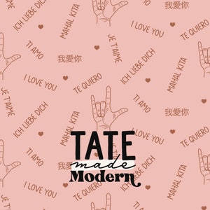 I love you in every language ASL Seamless Pattern File - Pink valentine seamless pattern, neutral valentine fabric pattern