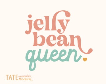 Jelly bean queen retro Easter SVG cut file - Retro boho easter svg, Easter girl shirt svg, hoppy easter png - Commercial Use, Digital File