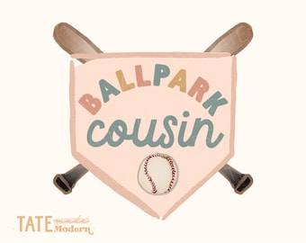 Ballpark cousin PNG file - watercolor baseball png, baseball girl png, pink baseball sister png - Commercial Use, Digital File