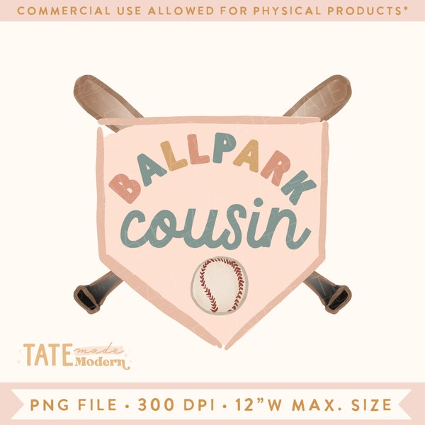 Ballpark cousin PNG file - watercolor baseball png, baseball girl png, pink baseball sister png - Commercial Use, Digital File