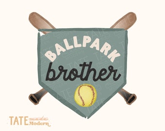 Ballpark Brother PNG file - watercolor softball png, softball kid png, green softball png - Commercial Use, Digital File