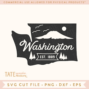 Vintage Washington SVG gesneden bestand - Washington State home SVG, Mt. Rainier SVG, Pacific Northwest SVG, PNW SVG-commercieel gebruik, digitaal bestand