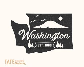 Vintage Washington SVG cut file - Washington State home svg, Mt. Rainier svg, Pacific Northwest svg, PNW svg - Commercial Use, Digital File