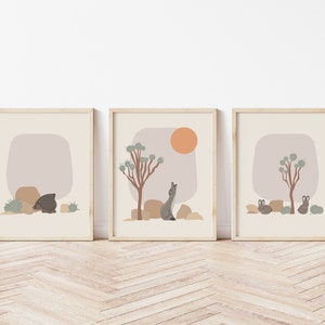 Joshua Tree Set of 3 Printable Art, Boho Desert Nursery Art, Southwest nursery square art set - DIGITAL Download 8x10, 8x8, 11x14, A3, A4