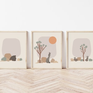 Juego de 3 impresiones de Joshua Tree, arte bohemio desértico para guardería, juego de cuadros del suroeste - Descarga digital (8x10, 8x8, 11x14, A3, A4)