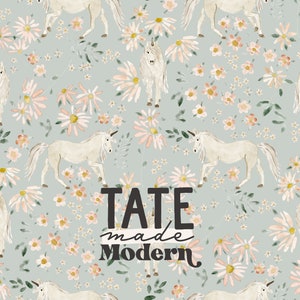 Aquarell Einhörner Seamless Pattern File - Pastell Frühling nahtlose Muster, blaue Frühling nahtlose Muster, Aquarell Blumen Stoffmuster