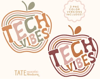 Tech Vibes Retro SVG cut file - technology teacher shirt svg, computer teacher svg, back to school svg - Commercial Use, Digital File