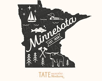 Vintage Minnesota SVG cut file - Minnesota home svg, Minnesota state symbols svg, Minnesota map svg - Commercial Use, Digital File