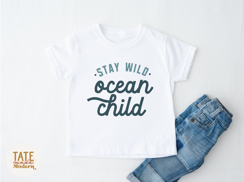 Stay wild ocean child SVG cut file beach kid svg, Retro summer kid png, beach quote png, ocean babe svg Commercial Use, Digital File image 2