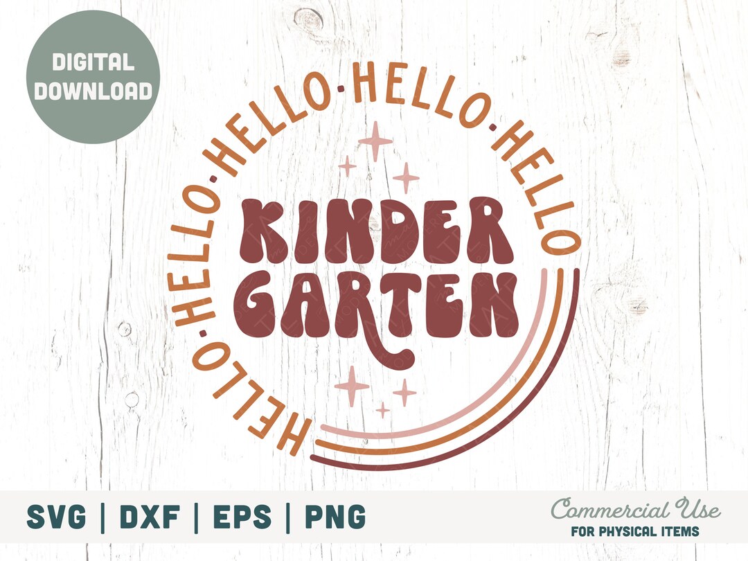 Hello Kindergarten SVG Cut File - Retro Back to School Svg, Retro ...