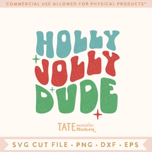 Arquivo de corte Holly Jolly Dude Retro SVG, camisa de menino de Natal svg, criança de Natal svg, mamãe e eu feriado svg - uso comercial, arquivo digital
