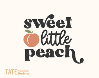 Sweet little peach SVG cut file - Retro summer little girl svg shirt, Sweet Southern peach svg, Georgia peach - Commercial Use, Digital File