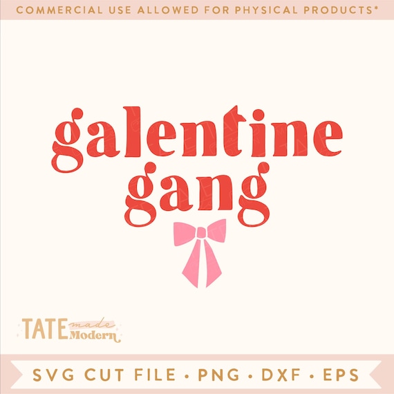 Galentine Gang Bow SVG cut file, Sibling Valentine shirt svg, Little girls matching Valentines day png - Commercial Use, Digital File