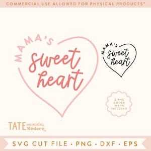 Fichier de coupe SVG coeur doux de maman - svg coeur Saint-Valentin minimal, svg fille de maman, garçon svg de maman - usage commercial, fichier numérique
