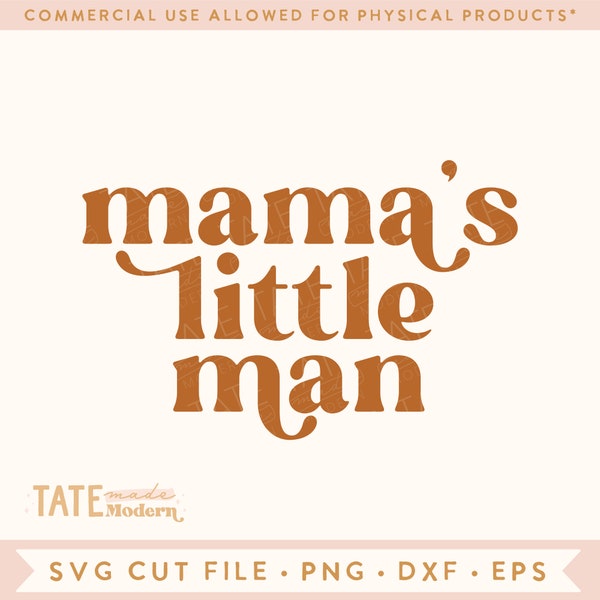 Mama's little man SVG cut file - minimal retro boy svg for t-shirt, Mother's Day svg for boy, mama's boy svg- Commercial Use, Digital File