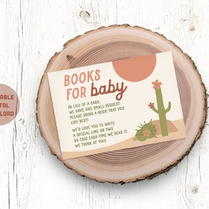 Libros IMPRIMIBLES para tarjetas de bebé - Boho Desert Baby Shower, libros de baby shower del suroeste para bebé / DESCARGA DIGITAL