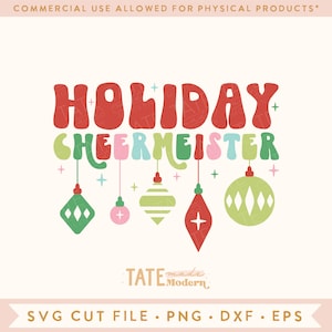 Holiday Cheermeister Retro SVG cut file, Retro holiday cheer svg, holly jolly svg, christmas PNG sublimation - Commercial Use, Digital File